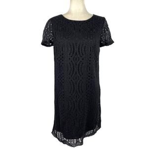 J. Crew Black Lace midi dress with scalloped hem Size 2